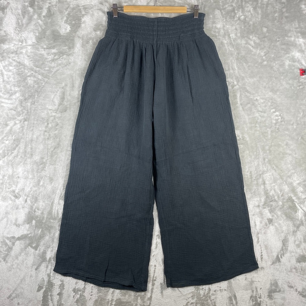 Marine Layer Pants Womens XL Black Double Gauze Smocked Wide Leg 17476